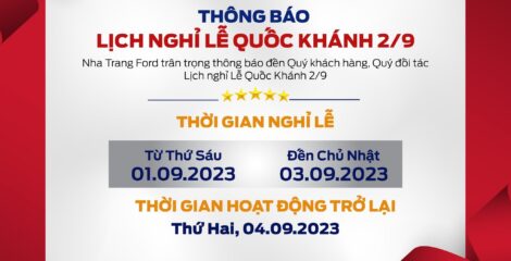 NHA TRANG FORD THÔNG BÁO LỊCH NGHỈ LỄ 02/09/2023