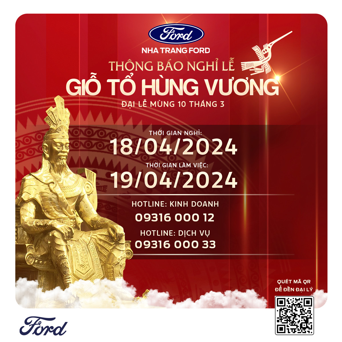 THÔNG BÁO NGHỈ LỄ GIỖ TỔ HÙNG VƯƠNG