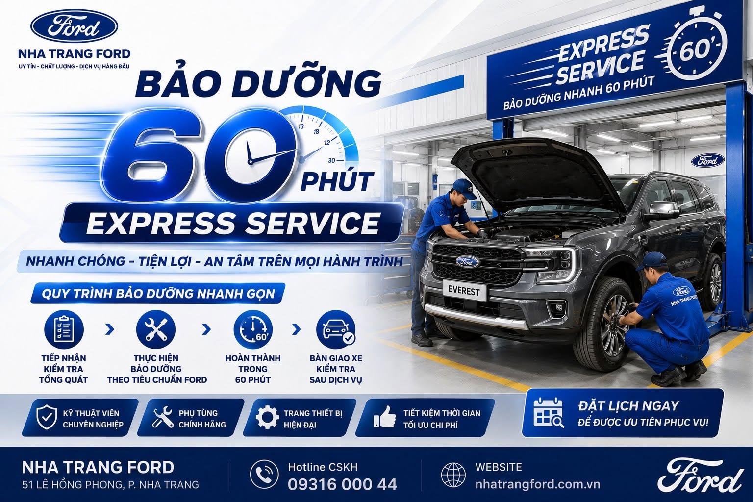 BẢO DƯỠNG NHANH 60 PHÚT – EXPRESS SERVICE TẠI NHA TRANG FORD